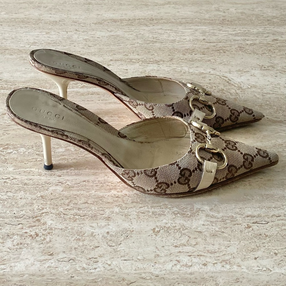 Vintage Gucci Guccissima Canvas Horsebit Mule Heels - Picture 3 of 8